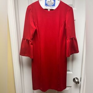 J. McLaughlin Red Bell Sleeve Dress – Size XS